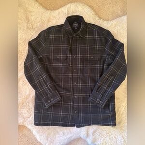 Nordstroms 1901' Brand Black Plaid Sherpa-Lined Shirt Jacket Shacket Size: Large